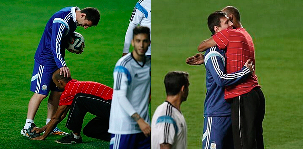 Лионель Месси и его фанат. Фото: twitter.com/Messi_fotos