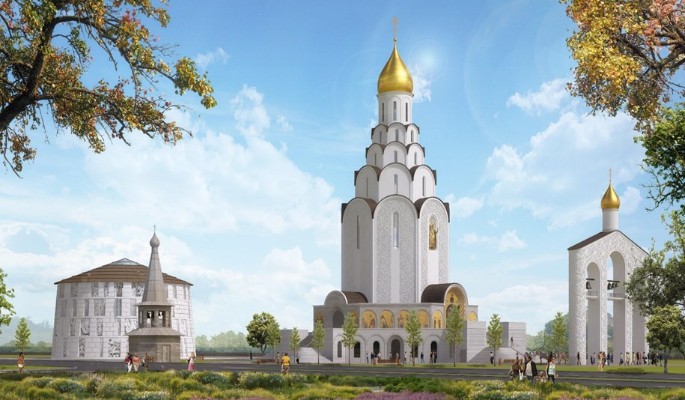Купол и Крест подняты на основную главку часовни нового храма Святого равноапостольного князя Владимира